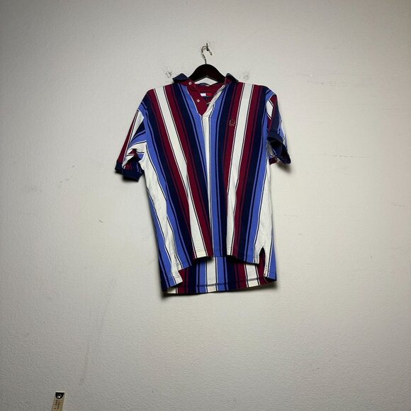 VTG Tommy Hilfiger Polo Shirt Short Sleeve Men M Red Blue Striped 90s Retro - Picture 1 of 13